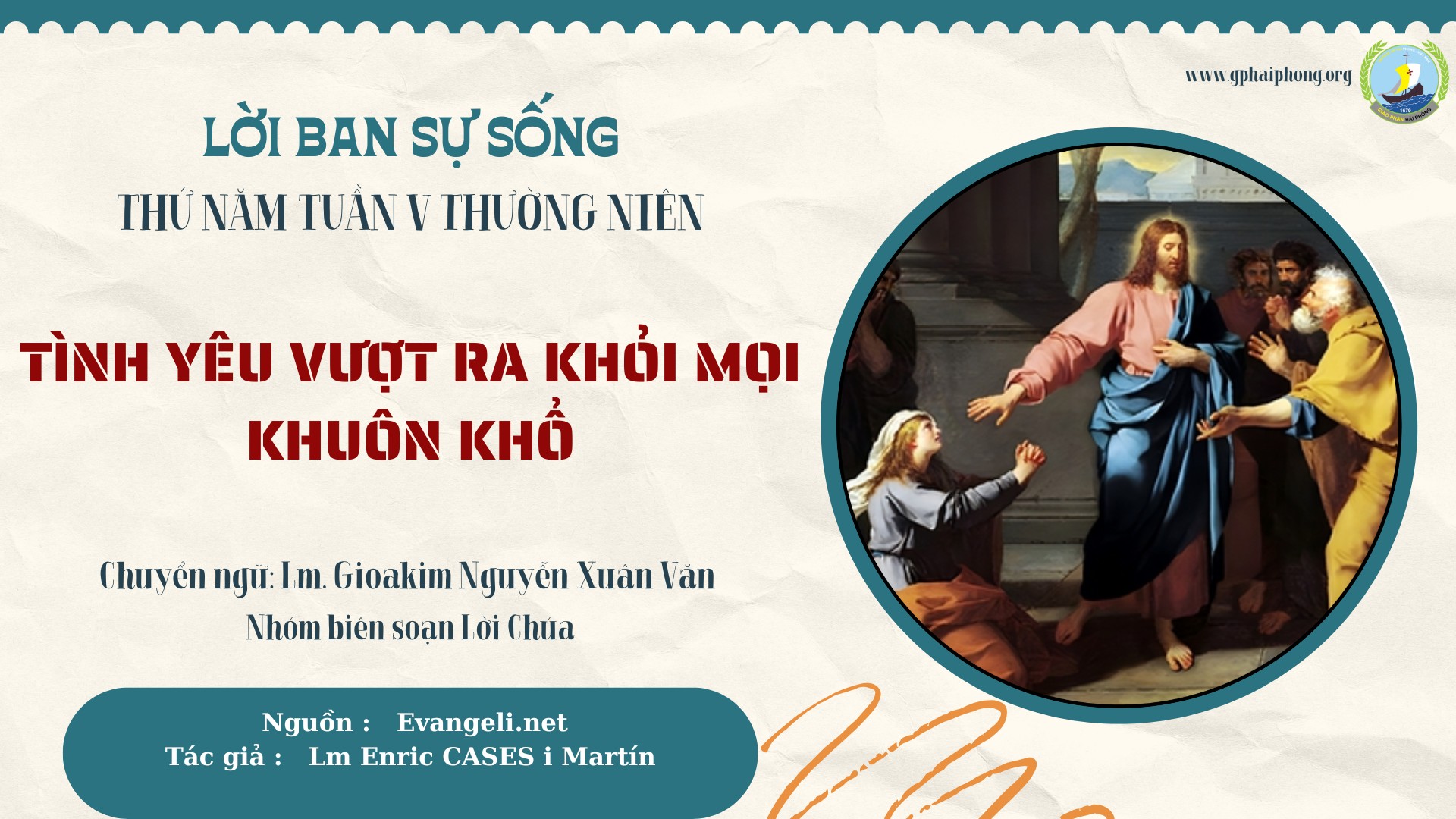 Lời ban Sự sống: Tình yêu vượt ra mọi khuôn khổ_Thứ Năm Tuần V mùa Thường niên